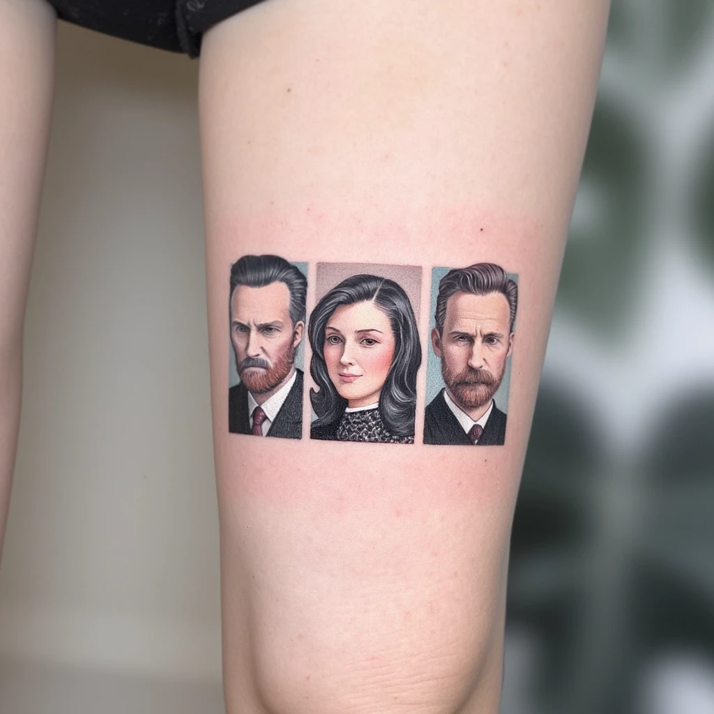 noir et gris de 5cm représentant un trio-tattoo