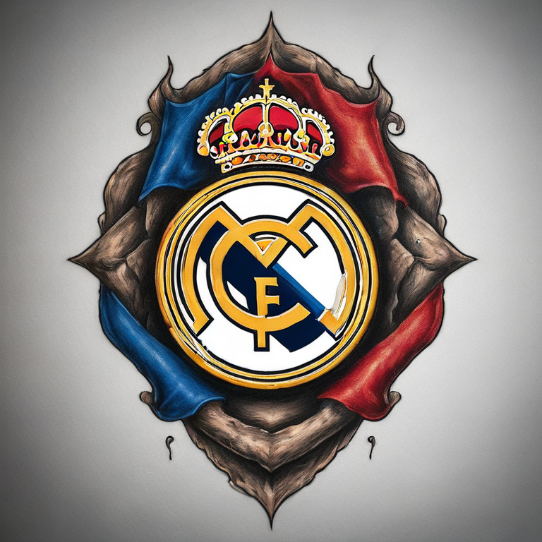 escudo del Real Madrid dividido en 3 partes-tattoo