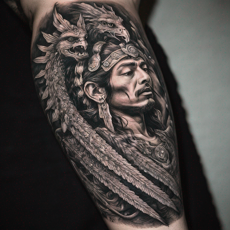 Quetzalcoatl blanco y negri-tattoo