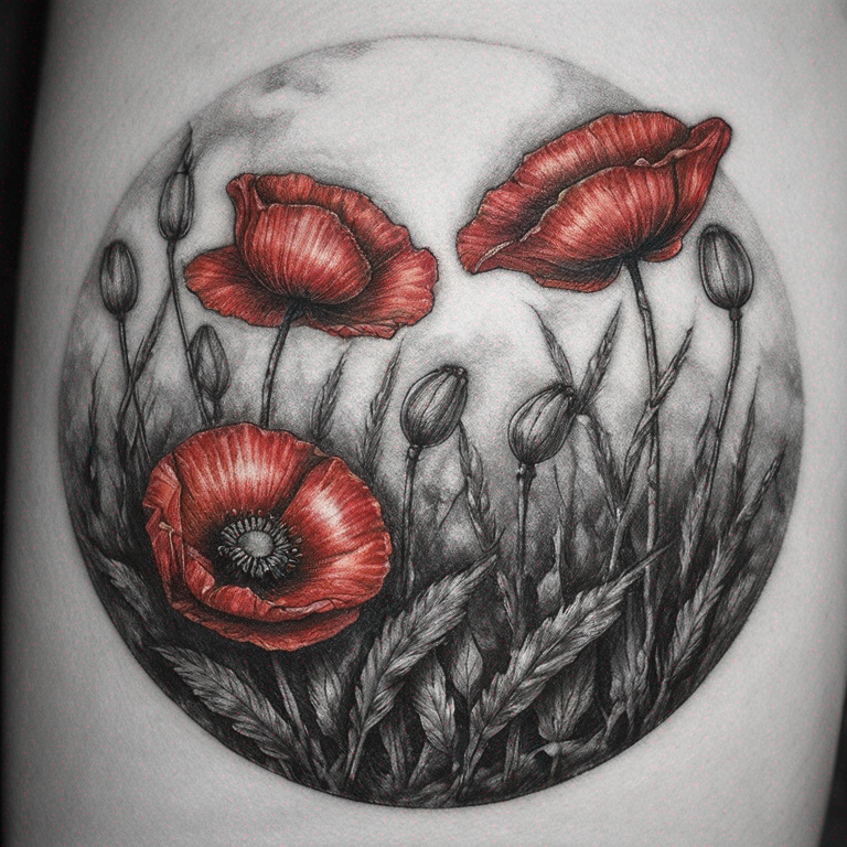 fin coquelicot en entier-tattoo