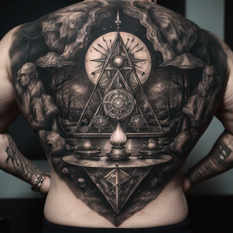 Cover up. Alchemie, geometrie-tattoo