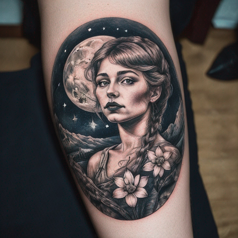 athéna chouette hulotte lune-tattoo