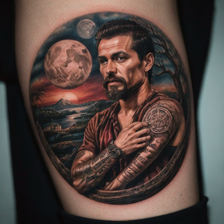 arcanjo miguel com a moeda de são bento-tattoo