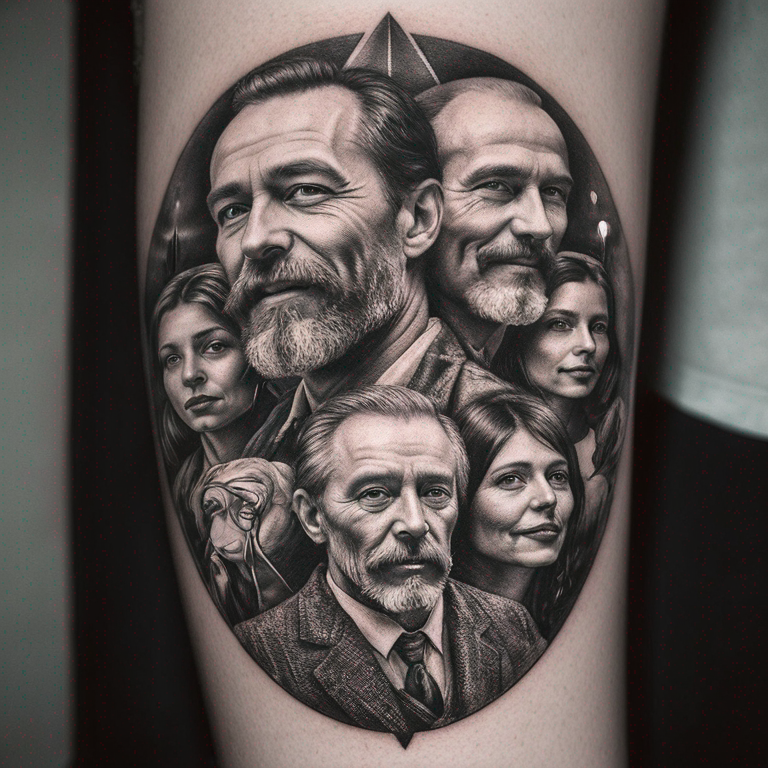 Tatouage géométrique représentant la famille-tattoo