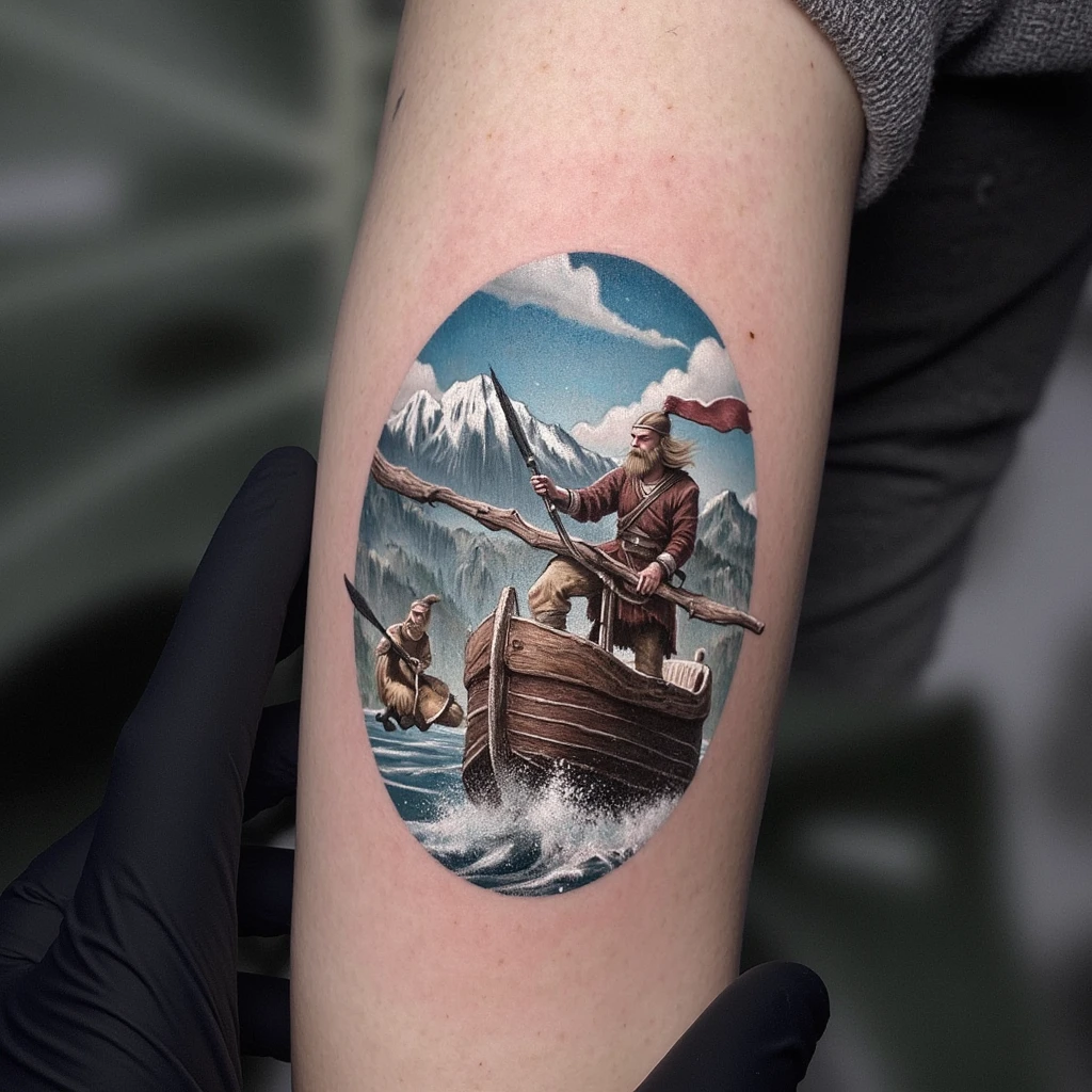 un vikingo entrando al valhala-tattoo