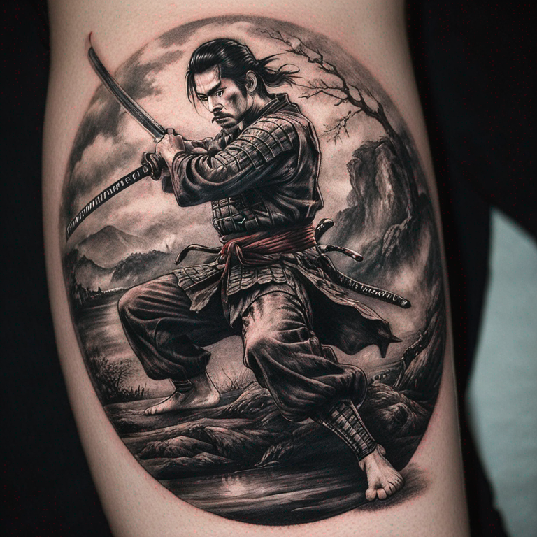 Samourai et katana-tattoo