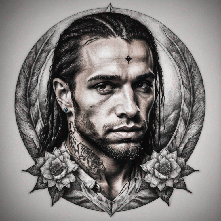 un arcangel con un leon-tattoo