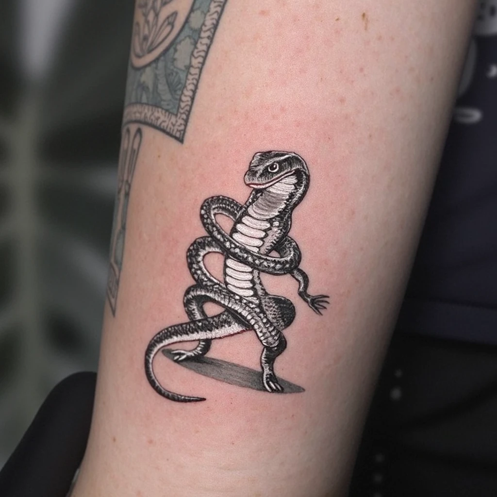 tridente de exu mulher com cobra-tattoo