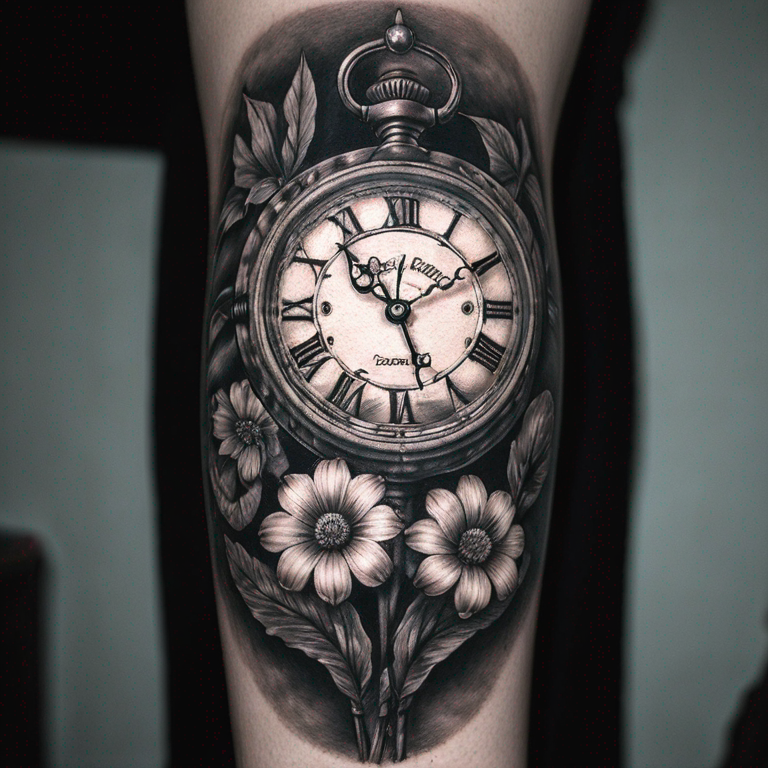 tatouage avant bras montre a gousset-tattoo