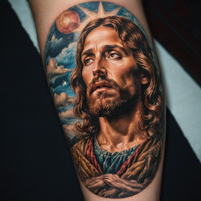 Représente jesus qui monte au ciel-tattoo