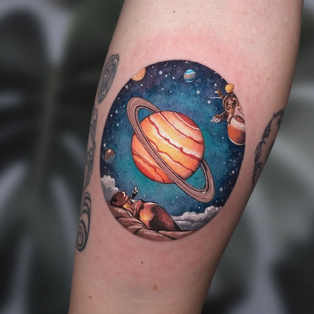 saturno con forma de bomba-tattoo