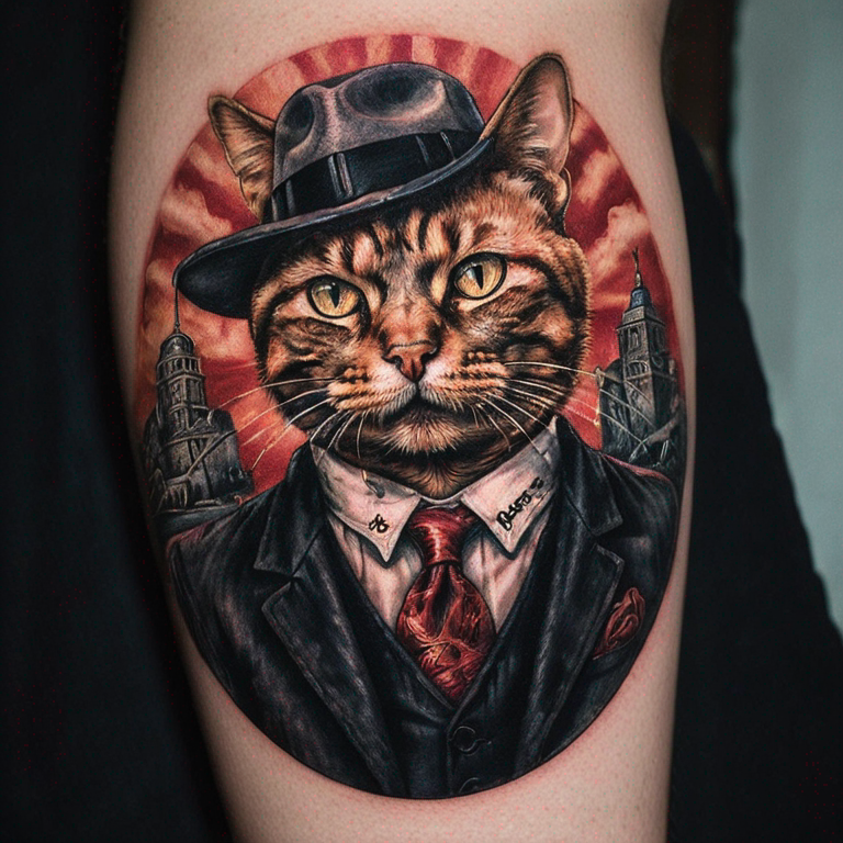 GANGSTER CAT-tattoo